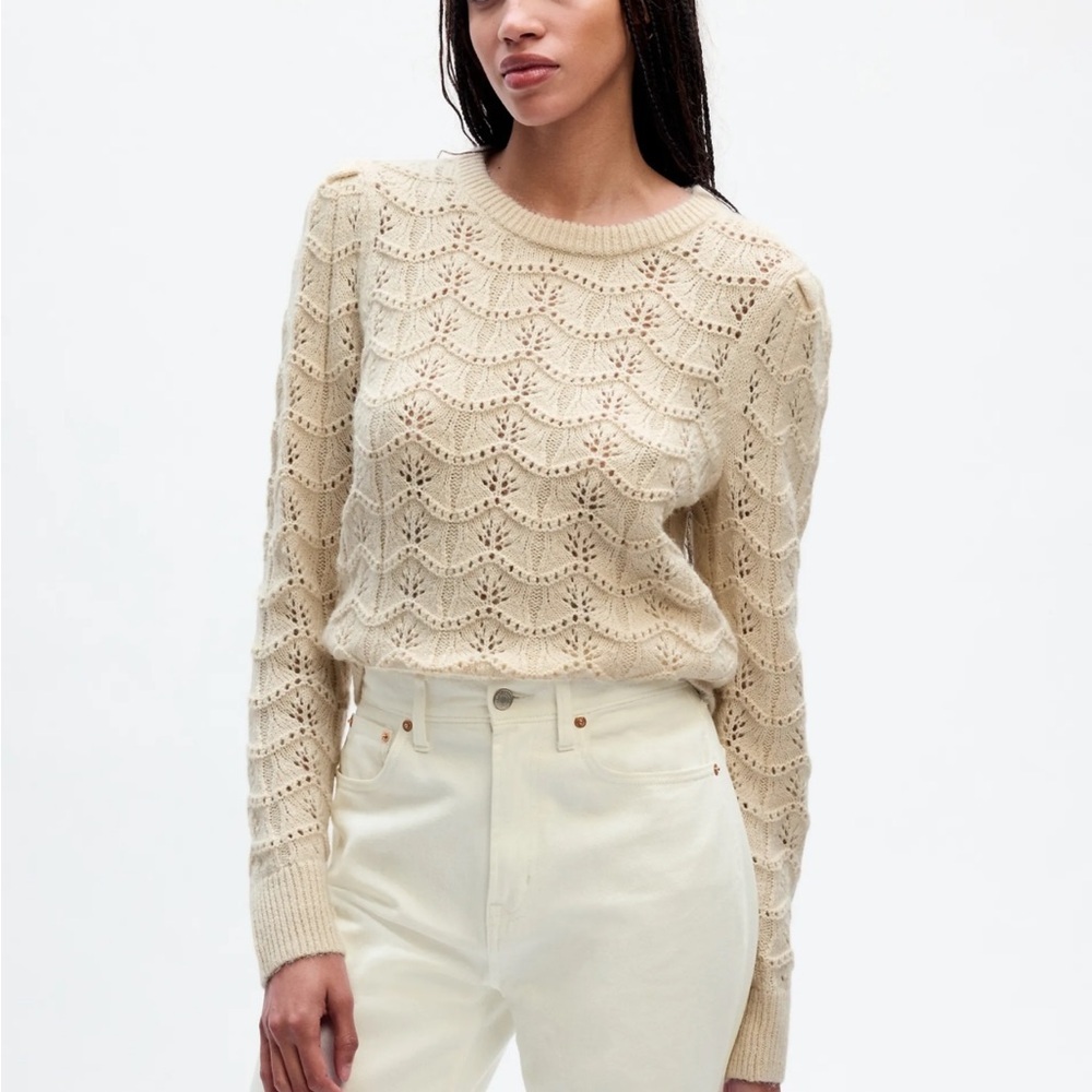 Gap Pointelle Sweater Feminine Scandi Girl Whimsy Dainty - Picture 1 of 6